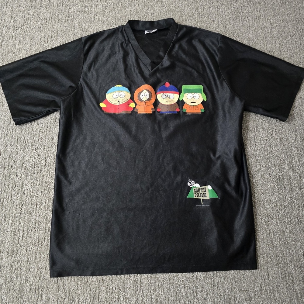 Vintage 1998 South Park Jersey Shirt V Neck Comedy Central Black XL USA